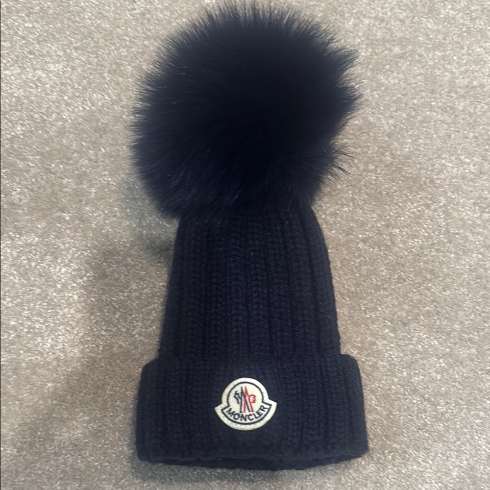 Moncler baby navy blue Pom-Pom Beanie